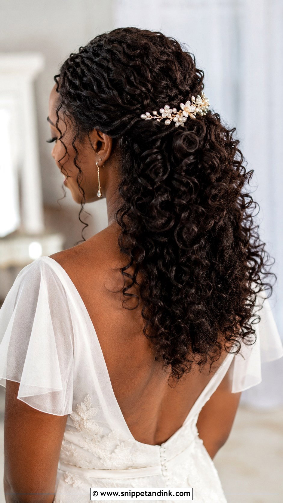 Curly Half Up Wedding Hairstyle - Snippet and Ink - 15 Self Hairstyle for Wedding Ideas