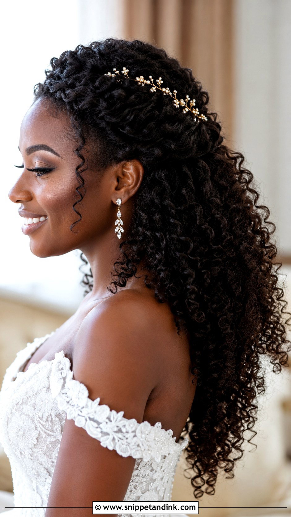 Curly Half Up Wedding Hairstyle - Snippet and Ink - 15 Simple Hairstyles for a Wedding