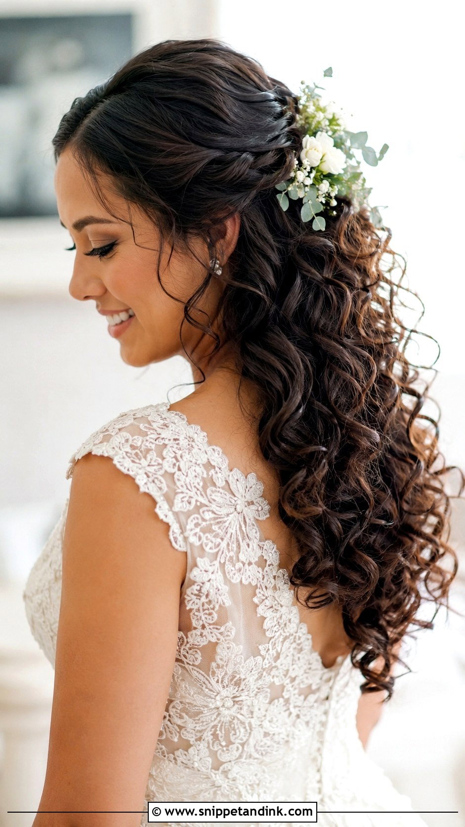 Curly Half Up Wedding Hairstyle - Snippet and Ink - 25 Hairstyles for Long Hair for Wedding