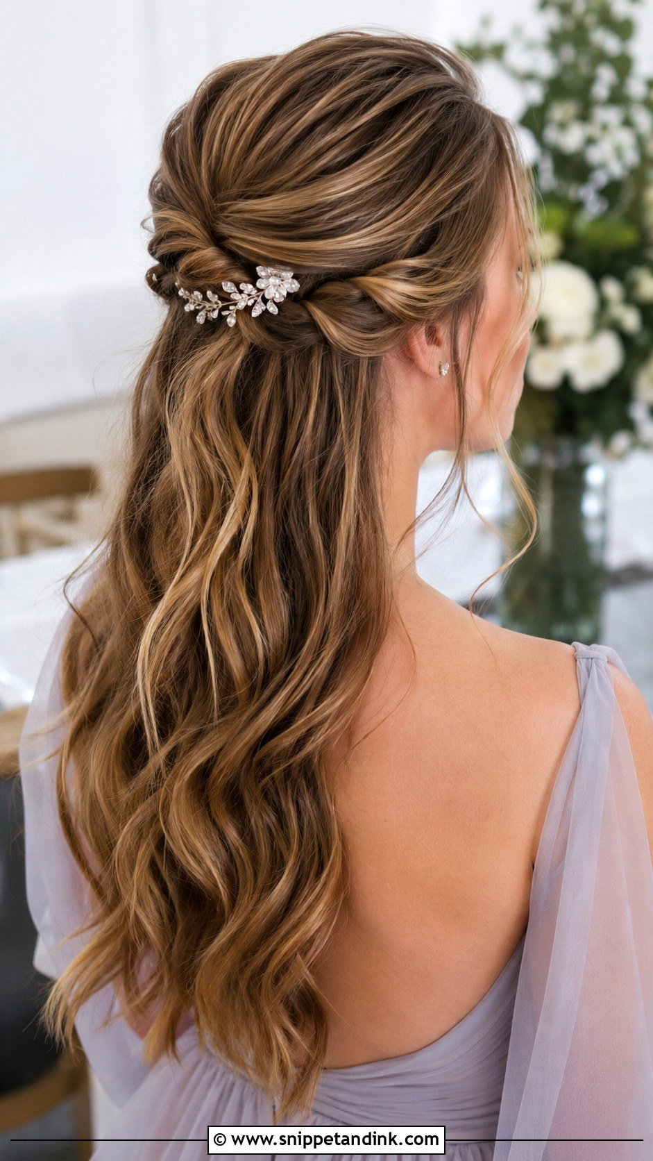 Curly Half Up Wedding Hairstyle - Snippet and Ink - 15 Quick Wedding Hairstyles