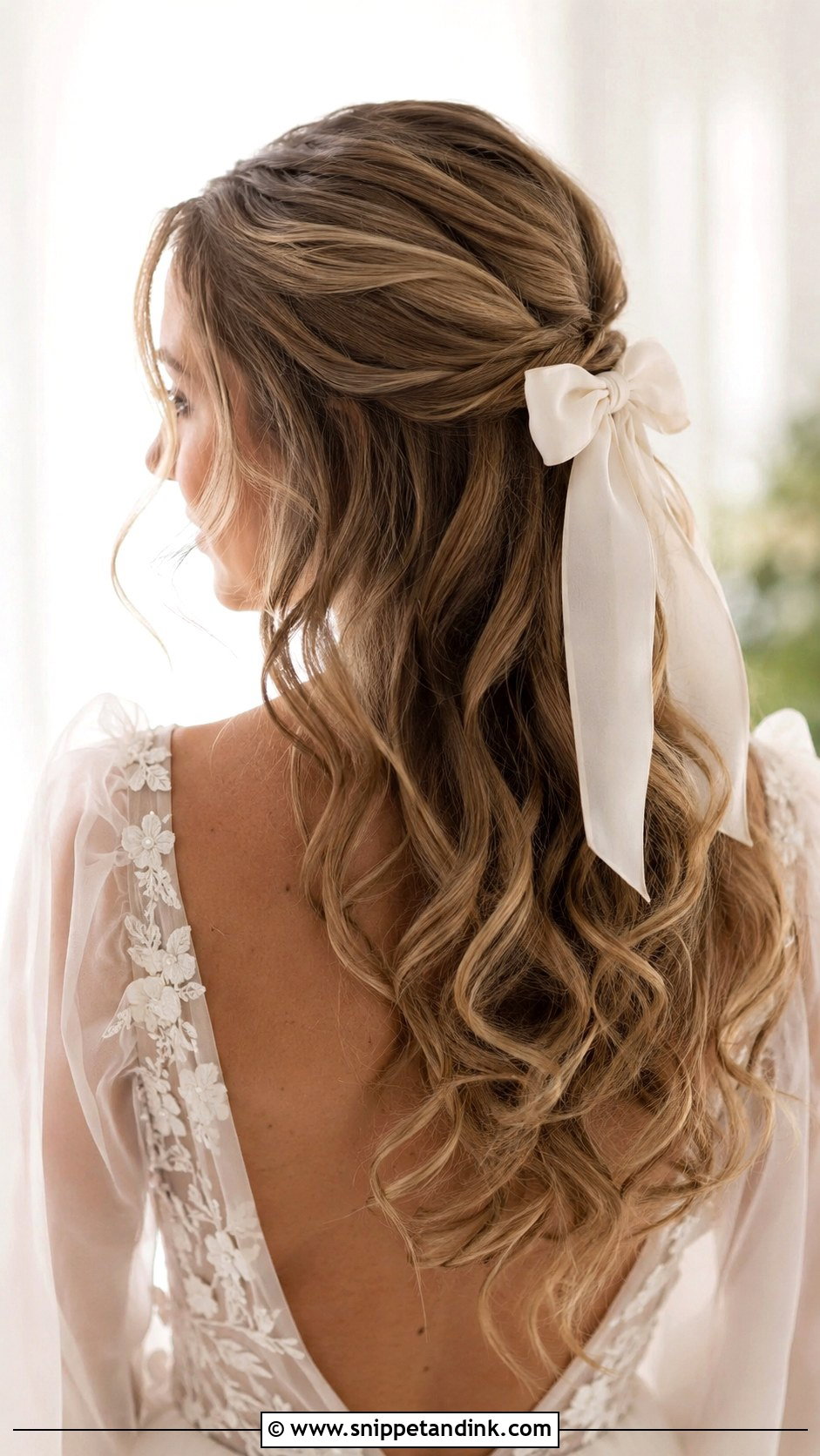 Curly Half Up With Bow - Snippet and Ink - 25 Wedding Hair Curls