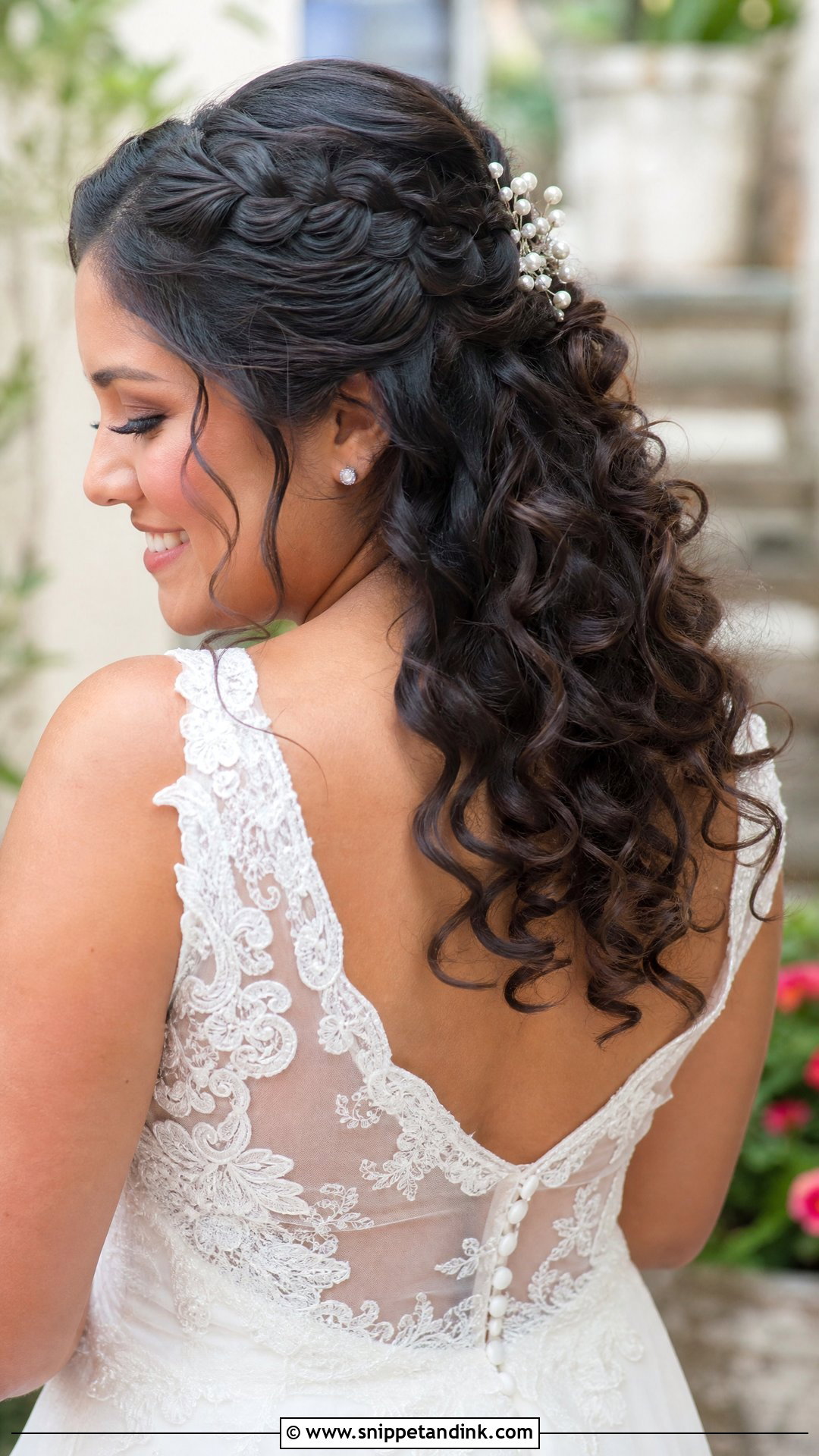 Curly Half Up With Braided Crown - Snippet and Ink - 20 Curly Half-Up Half-Down Wedding Hairstyles