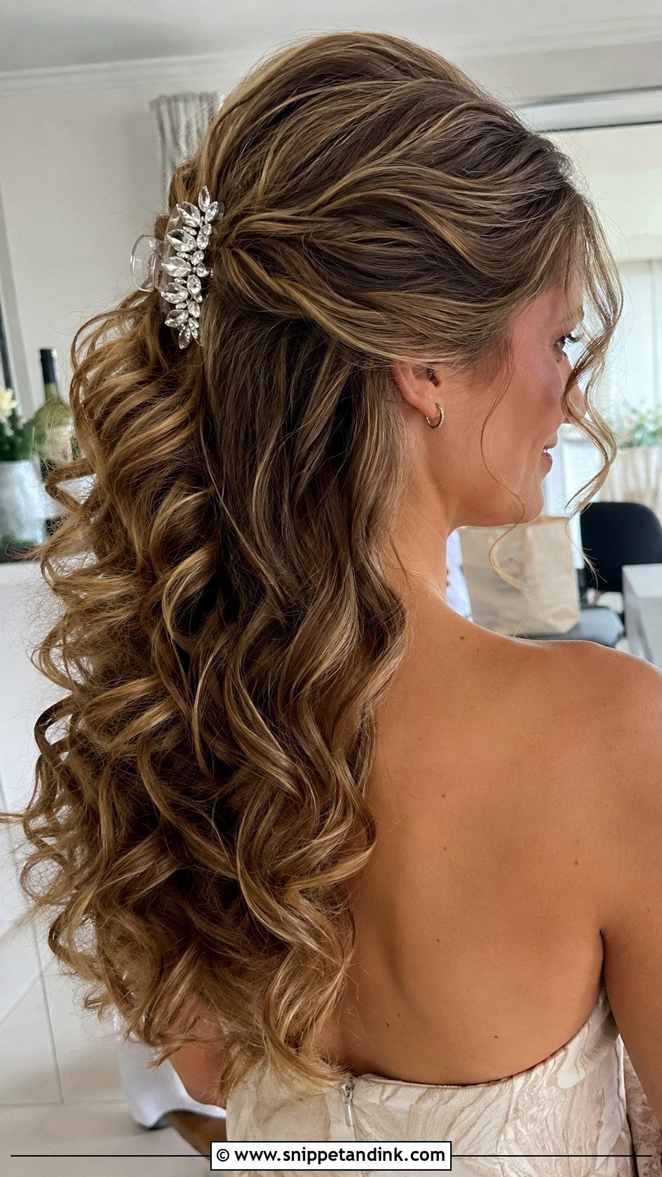 Curly Half Up With Clip - Snippet and Ink - 25 Hairstyle for Wedding Function Ideas