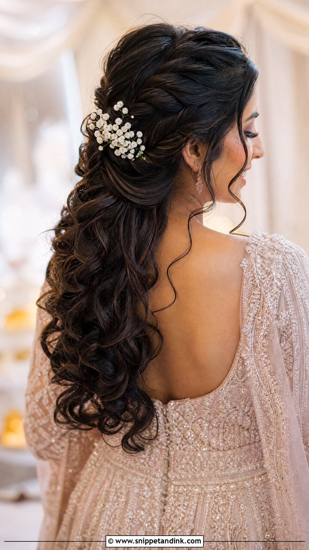 Curly Half Up With Fishtail Braid - Snippet and Ink - 20 Curly Half-Up Half-Down Wedding Hairstyles