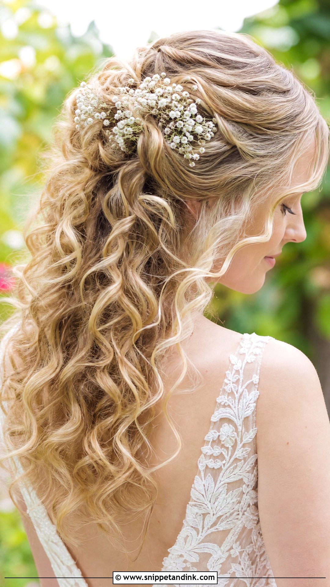 Curly Half Up With Floral Comb - Snippet and Ink - 20 Curly Half-Up Half-Down Wedding Hairstyles