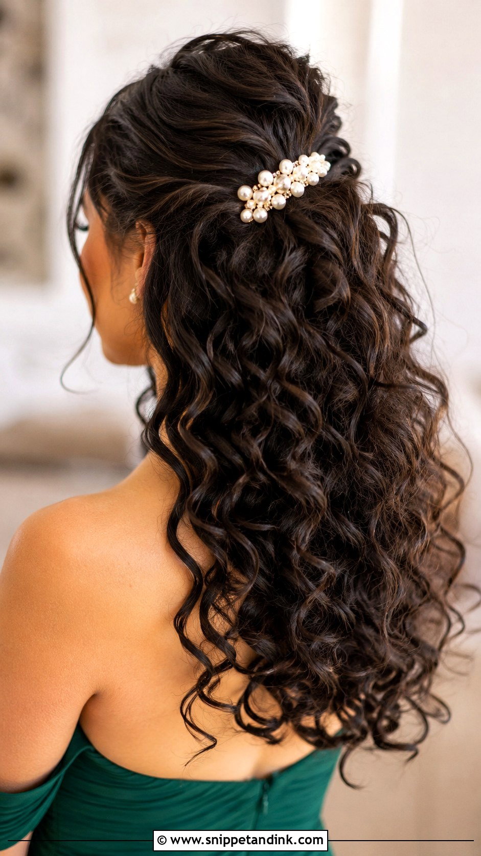 Curly Half Up With Hair Clip - Snippet and Ink - 25 Hair Ideas for Wedding Guest