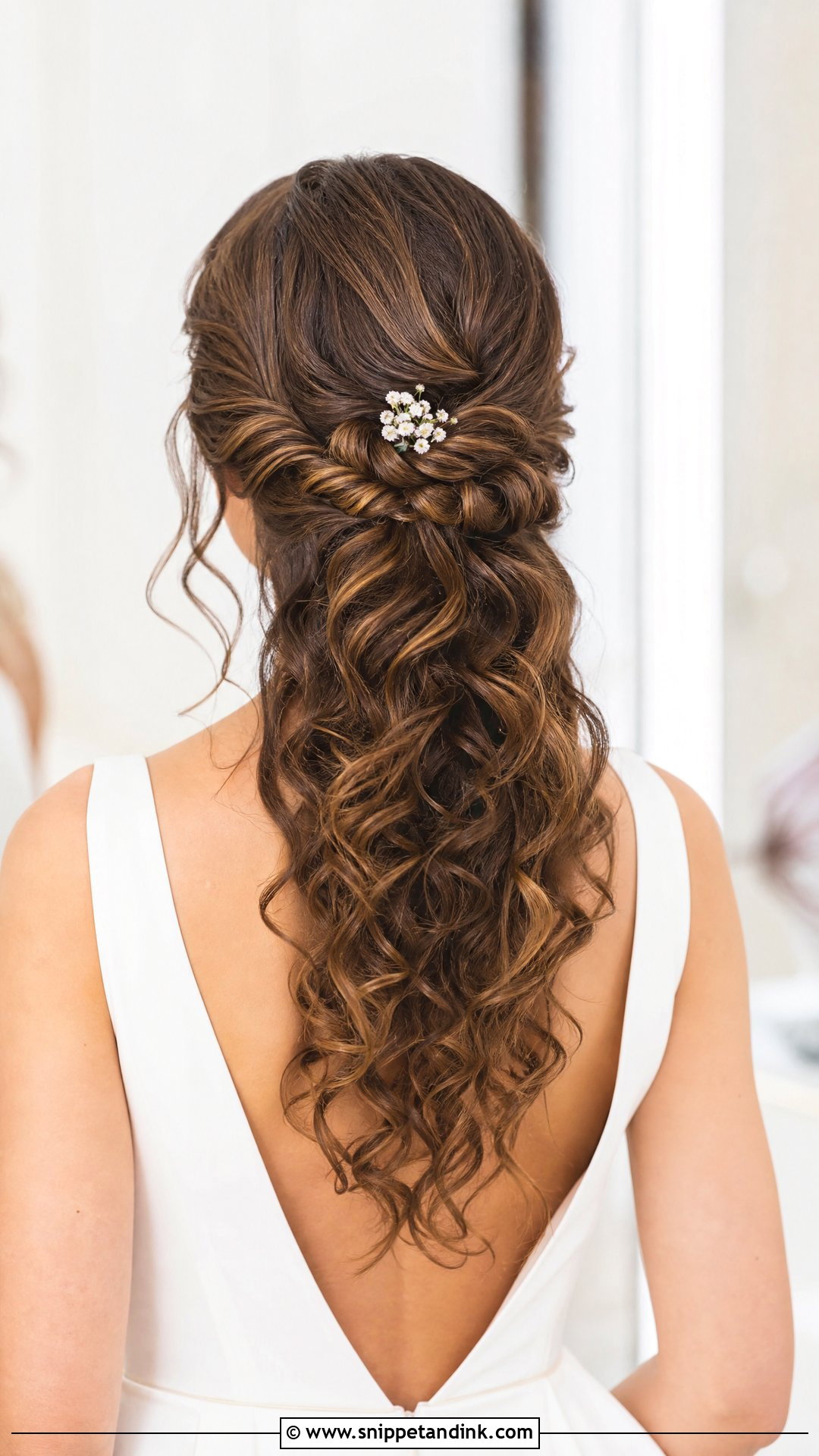Curly Half Up With Knotted Detail - Snippet and Ink - 20 Curly Half-Up Half-Down Wedding Hairstyles