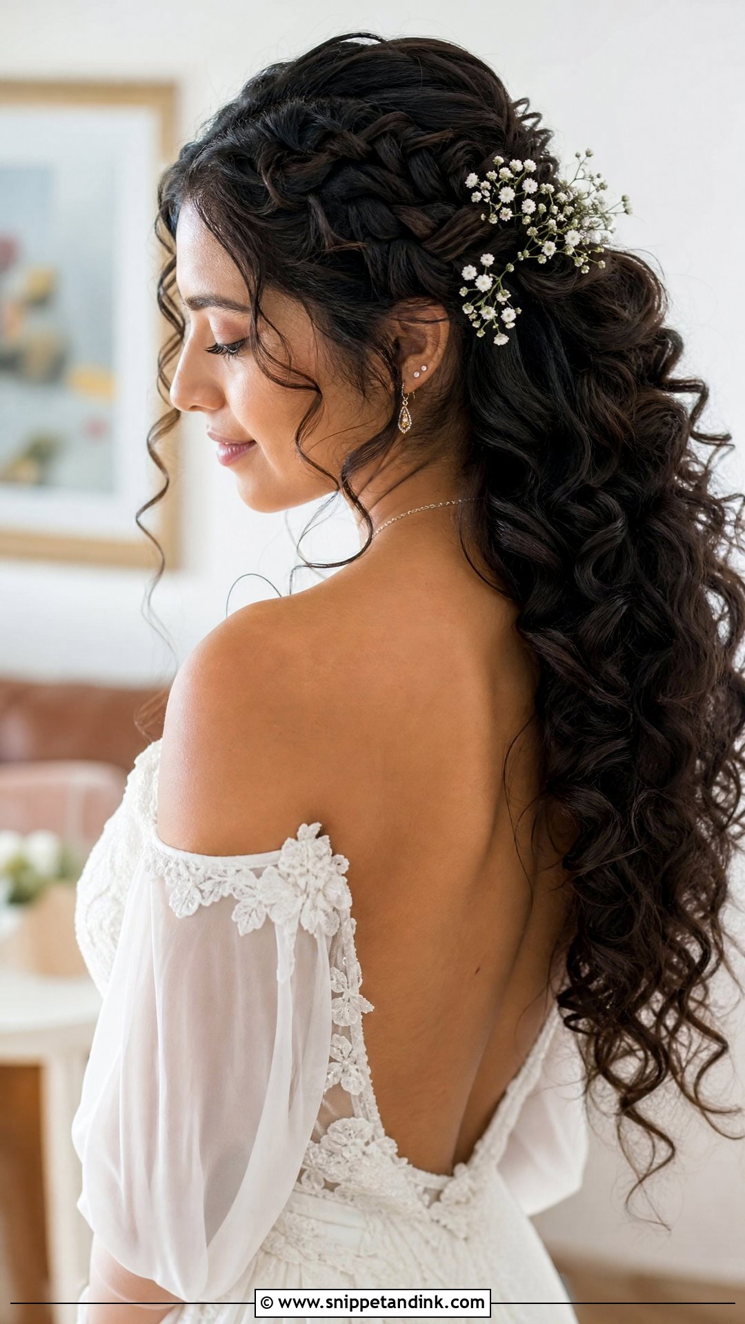 Curly Half Up With Soft Braids - Snippet and Ink - 20 Curly Hairstyles Wedding the Bride