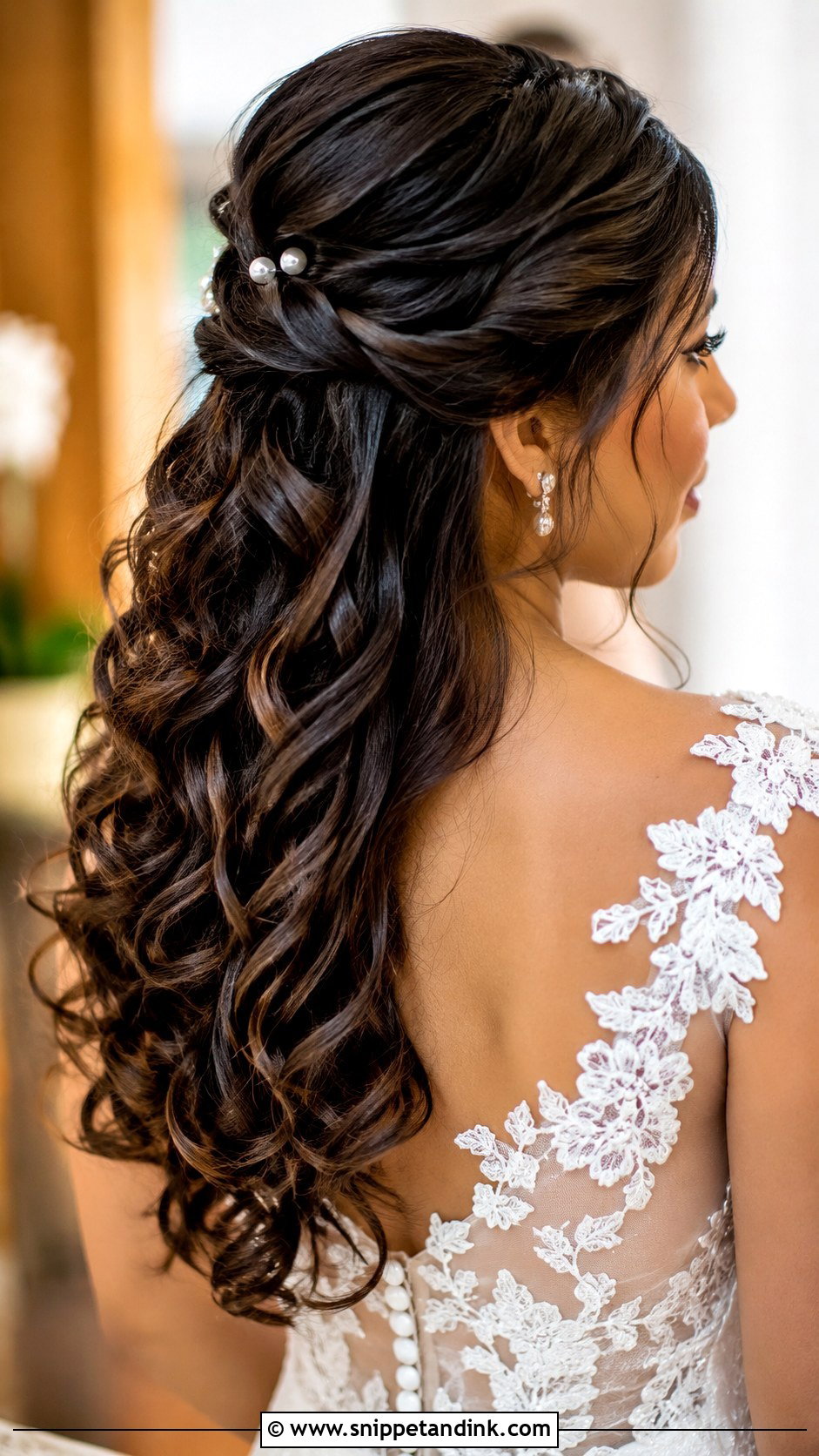 Curly Half Up With Twisted Sides - Snippet and Ink - 25 Curly Bridal Hairstyles