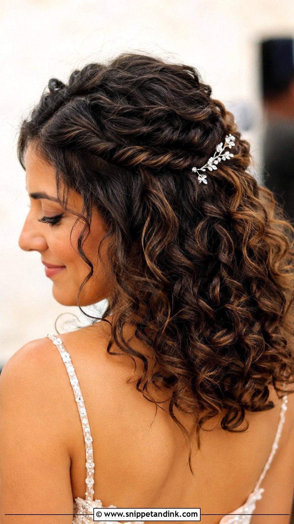 Curly Half Up With Twisted Sides - Snippet and Ink - 20 Curly Hair for Wedding Guest Ideas