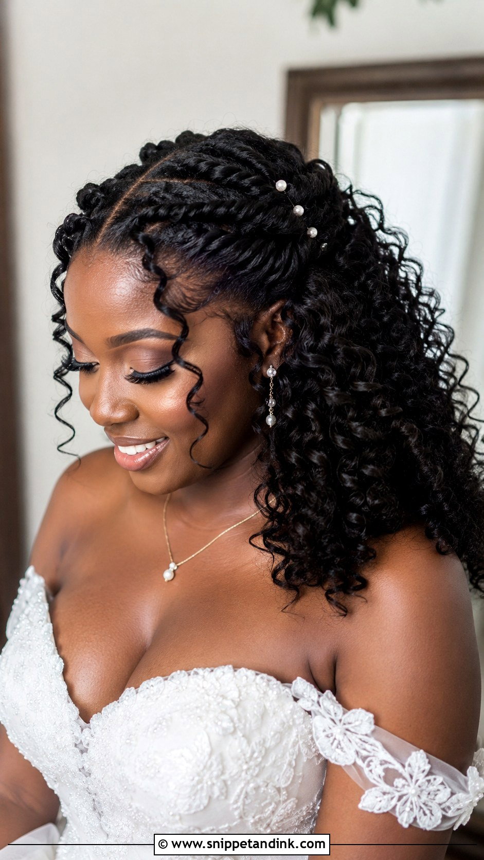 Curly Half Up With Twists - Snippet and Ink - 20 Romantic Wedding Hairstyles