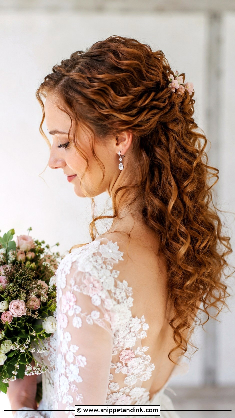 Curly Half Up With Twists Wedding Hairstyle - Snippet and Ink - 20 Wedding Hairstyles Curls