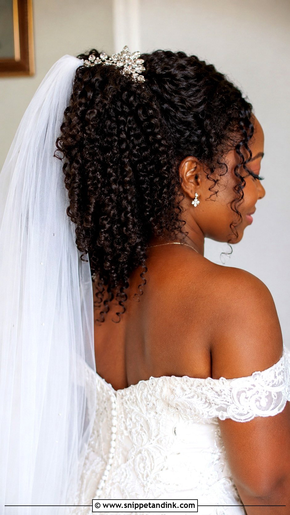 Curly Half Up With Veil - Snippet and Ink - 20 Hairstyles with Veil