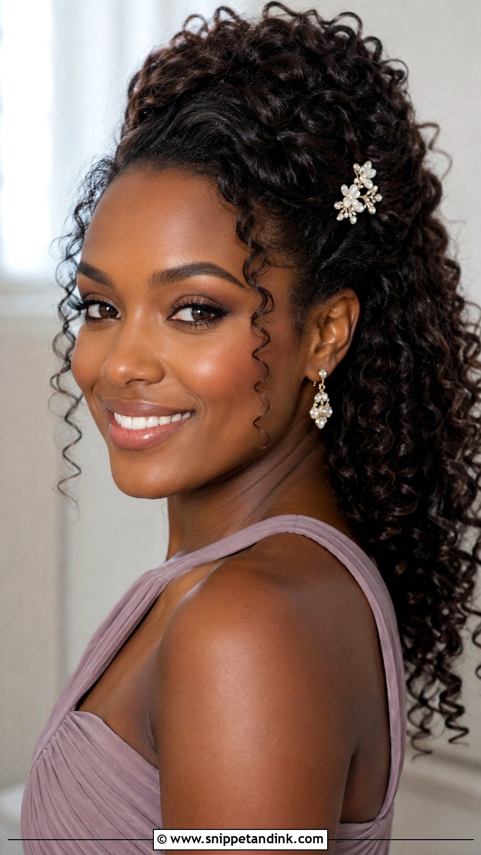 Curly Half Up With Volume - Snippet and Ink - 20 Wedding Party Hairstyles for Medium Hair