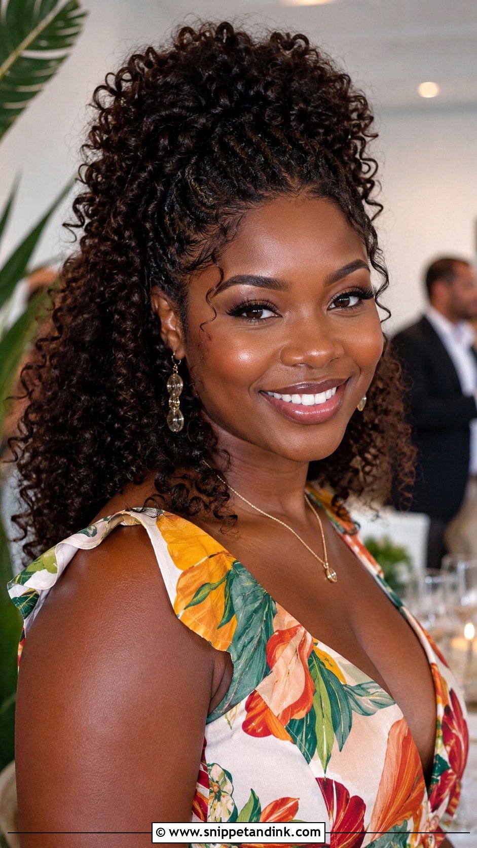 Curly Half Up With Volume - Snippet and Ink - 25 Summer Wedding Guest Hair Ideas