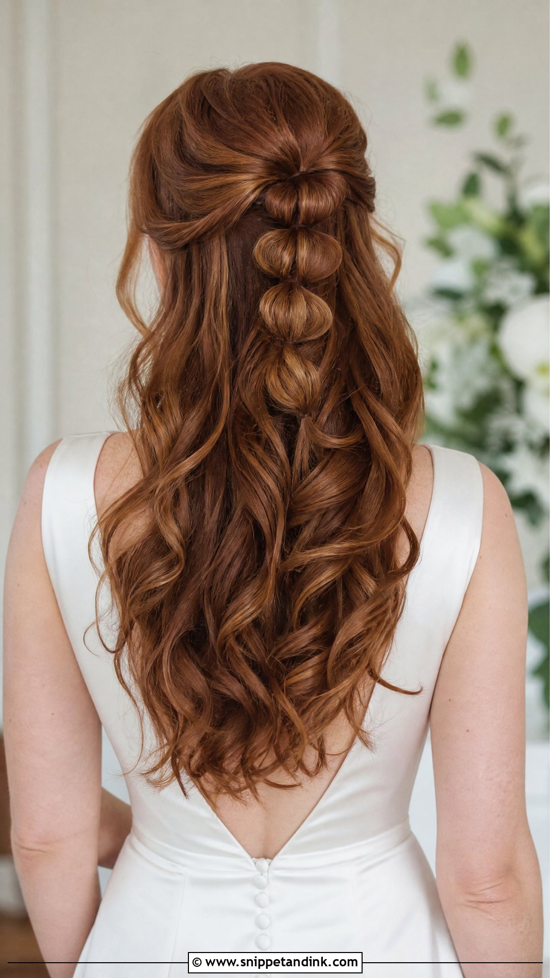 Curly Half Up With a Bubble Braid Accent - Snippet and Ink - 20 Curly Hair Half-Up Half-Down Wedding Ideas