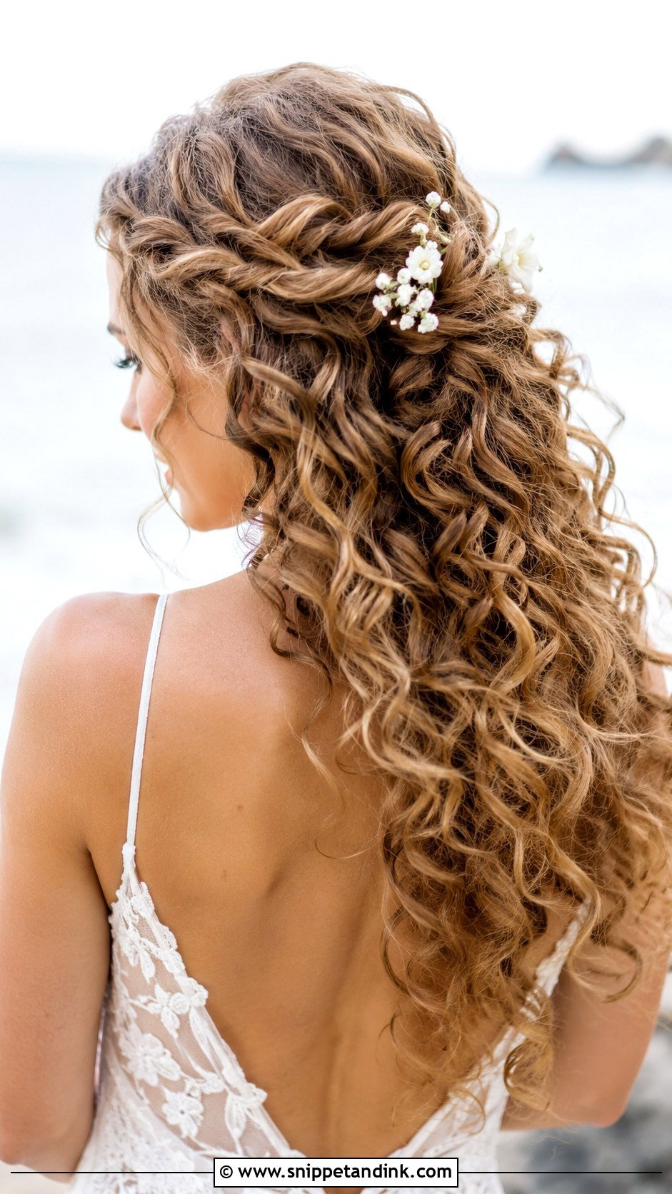 Curly Half Up with Braid - Snippet and Ink - 30 Curly Wedding Hairstyles
