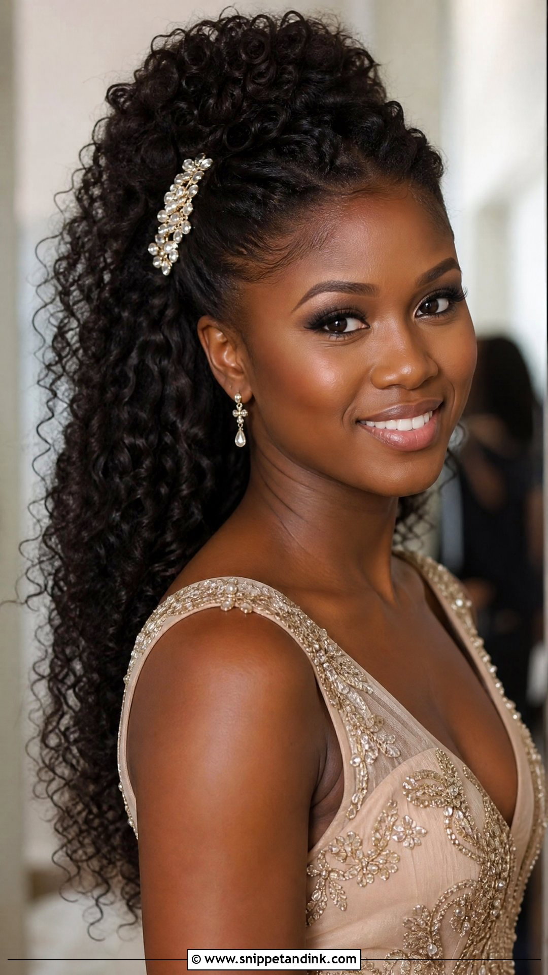 Curly Half Up with Volume - Snippet and Ink - 20 Wedding Guest Hair Long Ideas