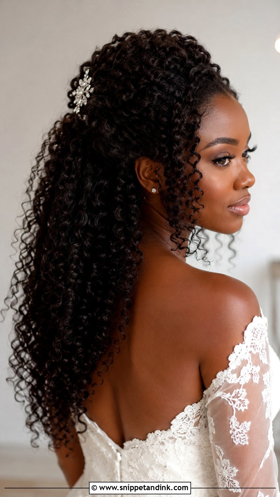 Curly Half Up - Snippet and Ink - 35 Bridal Hairstyle Ideas