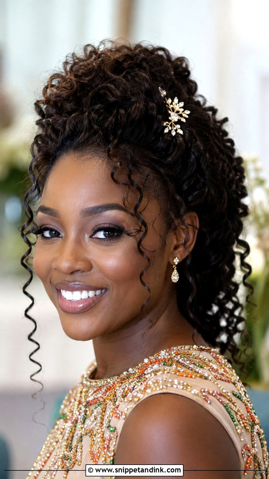 Curly Half Updo - Snippet and Ink - 30 Simple Wedding Guest Hair Ideas