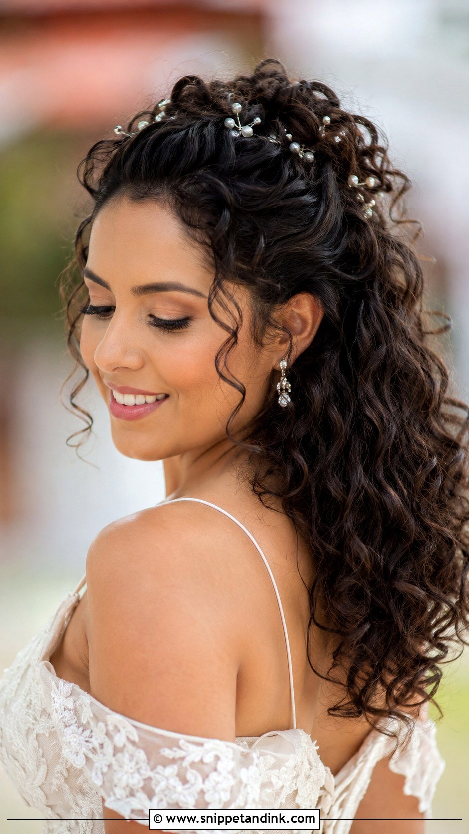 Curly Half Updo - Snippet and Ink - 30 Wedding Hair Up Ideas