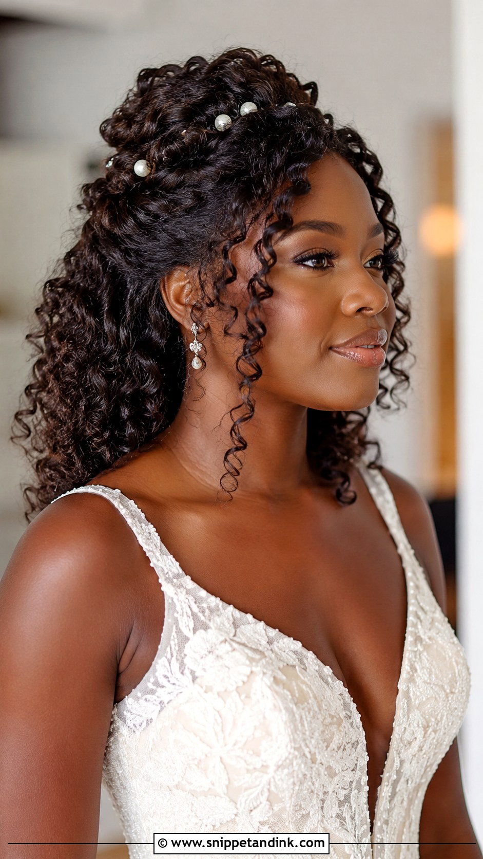Curly Half Updo For Medium Length Hair Wedding - Snippet and Ink - 15 Half Updos for Medium Length Hair Wedding