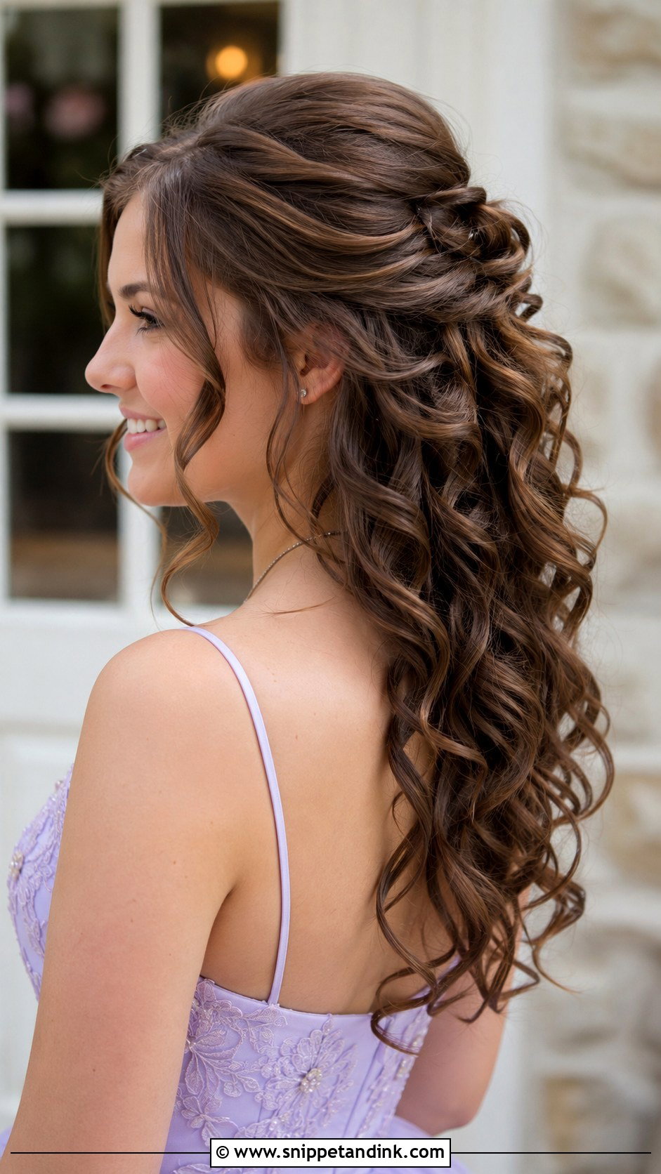 Curly Half Updo Prom Hair - Snippet and Ink - 15 Half Updo Prom Ideas