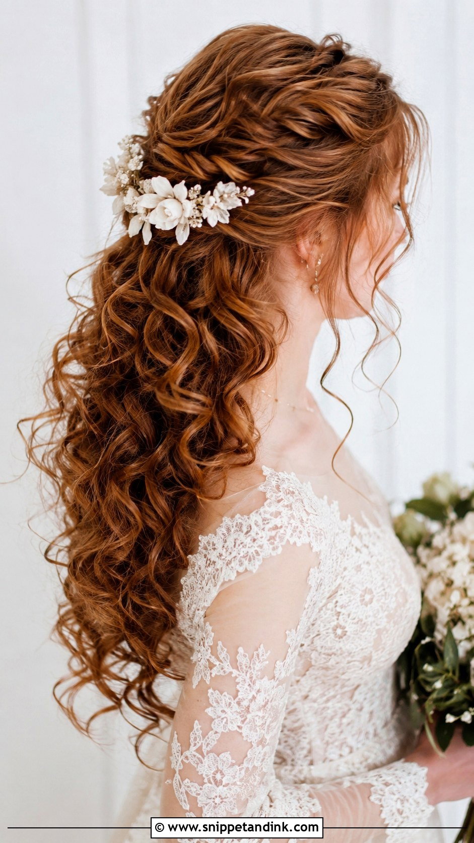 Curly Half Updo Wedding Hairstyle - Snippet and Ink - 25 Hairstyle Ideas for Wedding