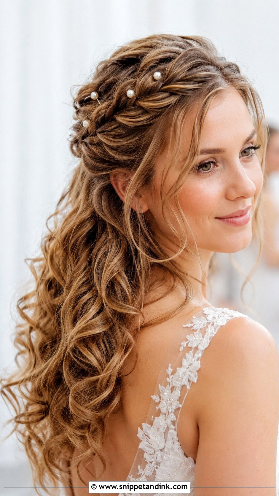 Curly Half Updo With Twists - Snippet and Ink - 25 Wedding Curls
