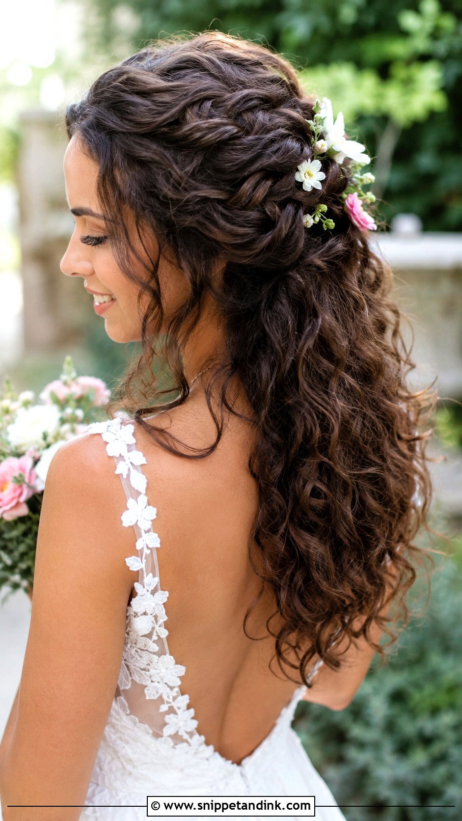 Curly Half Updo With Twists - Snippet and Ink - 20 Short Curly Hairstyles for Wedding