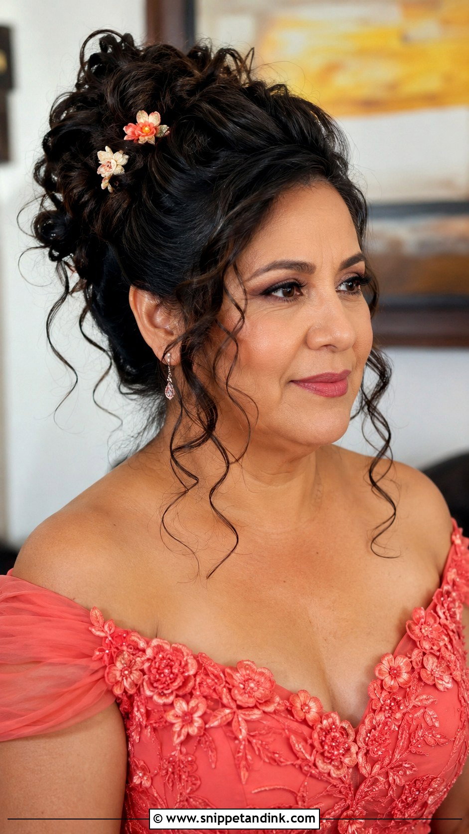 Curly Half Updo for Mother of the Bride - Snippet and Ink - 20 Hair Styles for Mother of the Bride