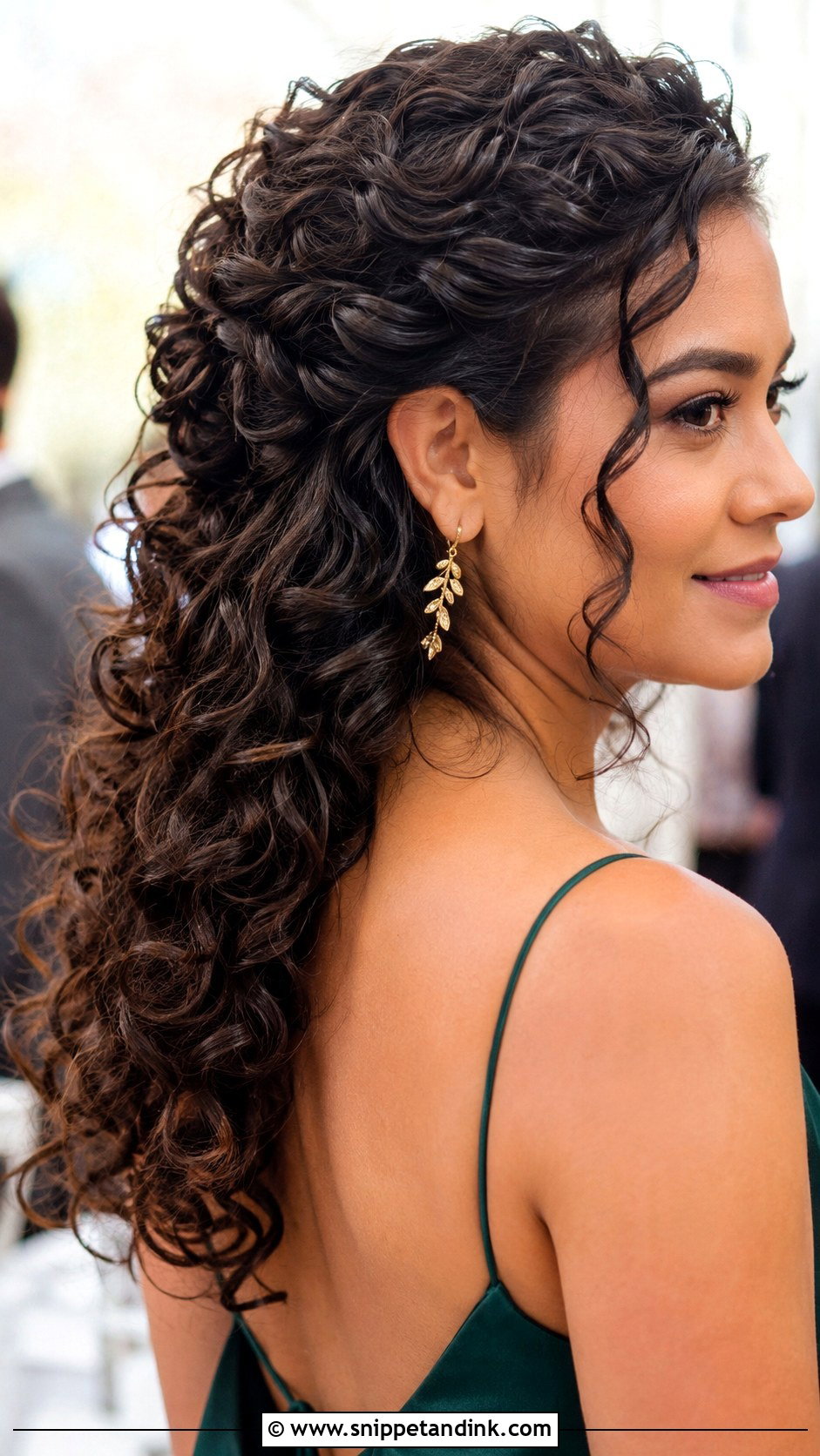 Curly Half Updo for Wedding Guest - Snippet and Ink - 30 Easy Hairstyles for Wedding Guest
