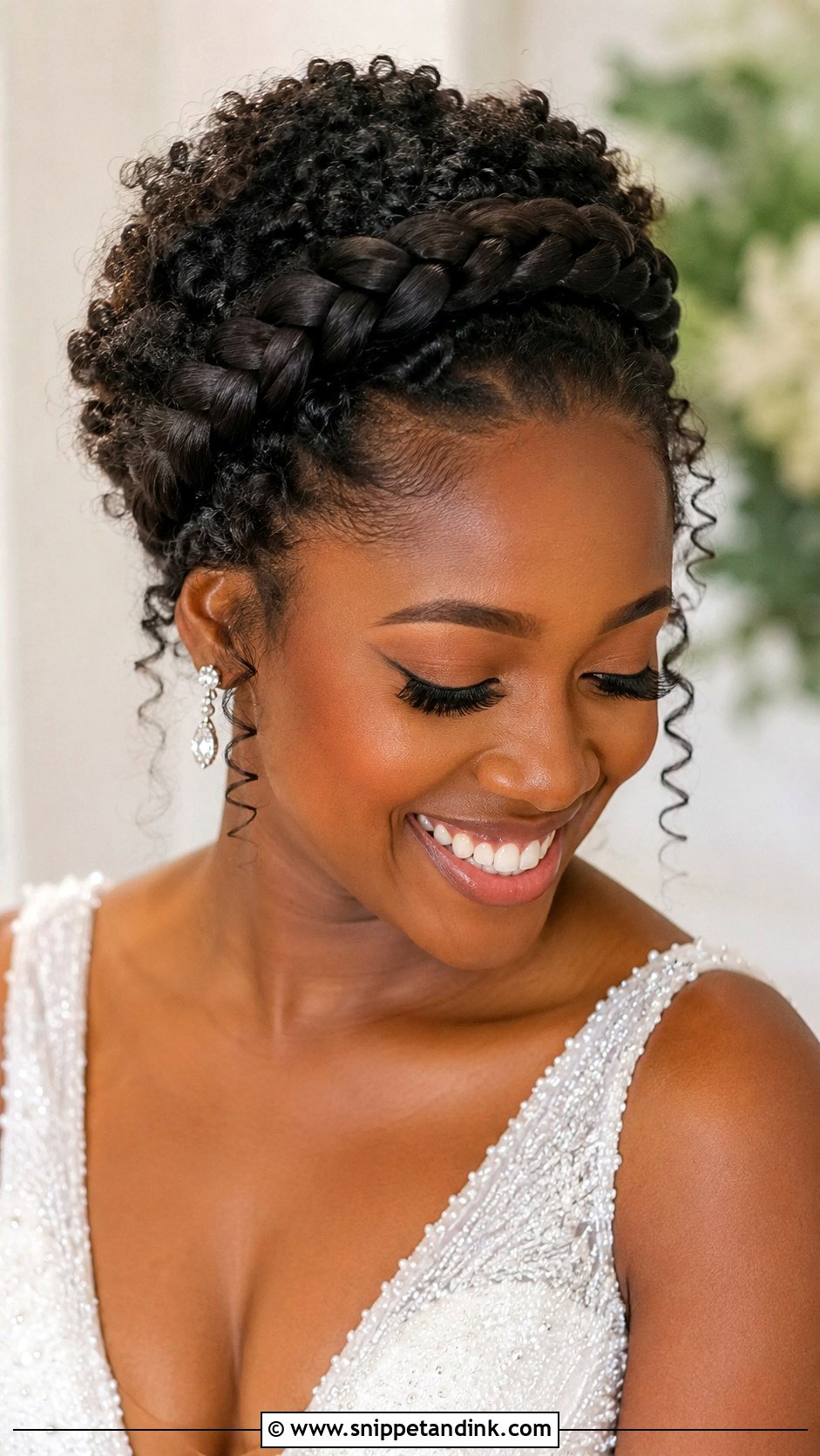 Curly Halo Braid Crown - Snippet and Ink - 25 Curly Hair Bride Hairstyles