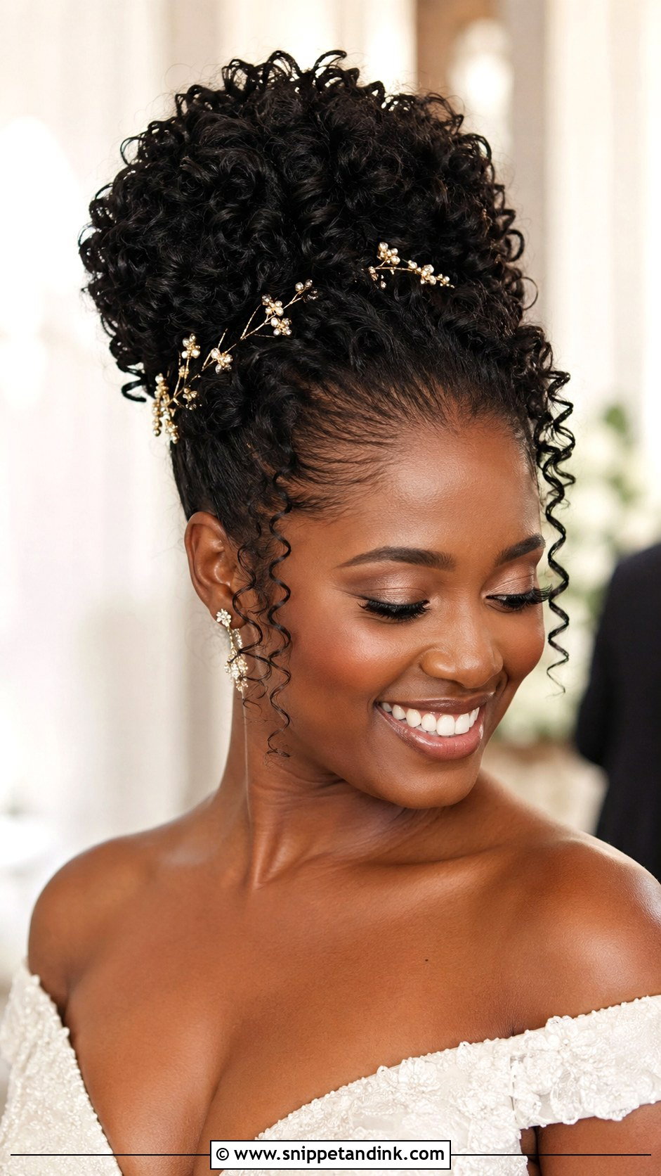 Curly High Bridal Bun - Snippet and Ink - 15 High Bridal Bun Ideas