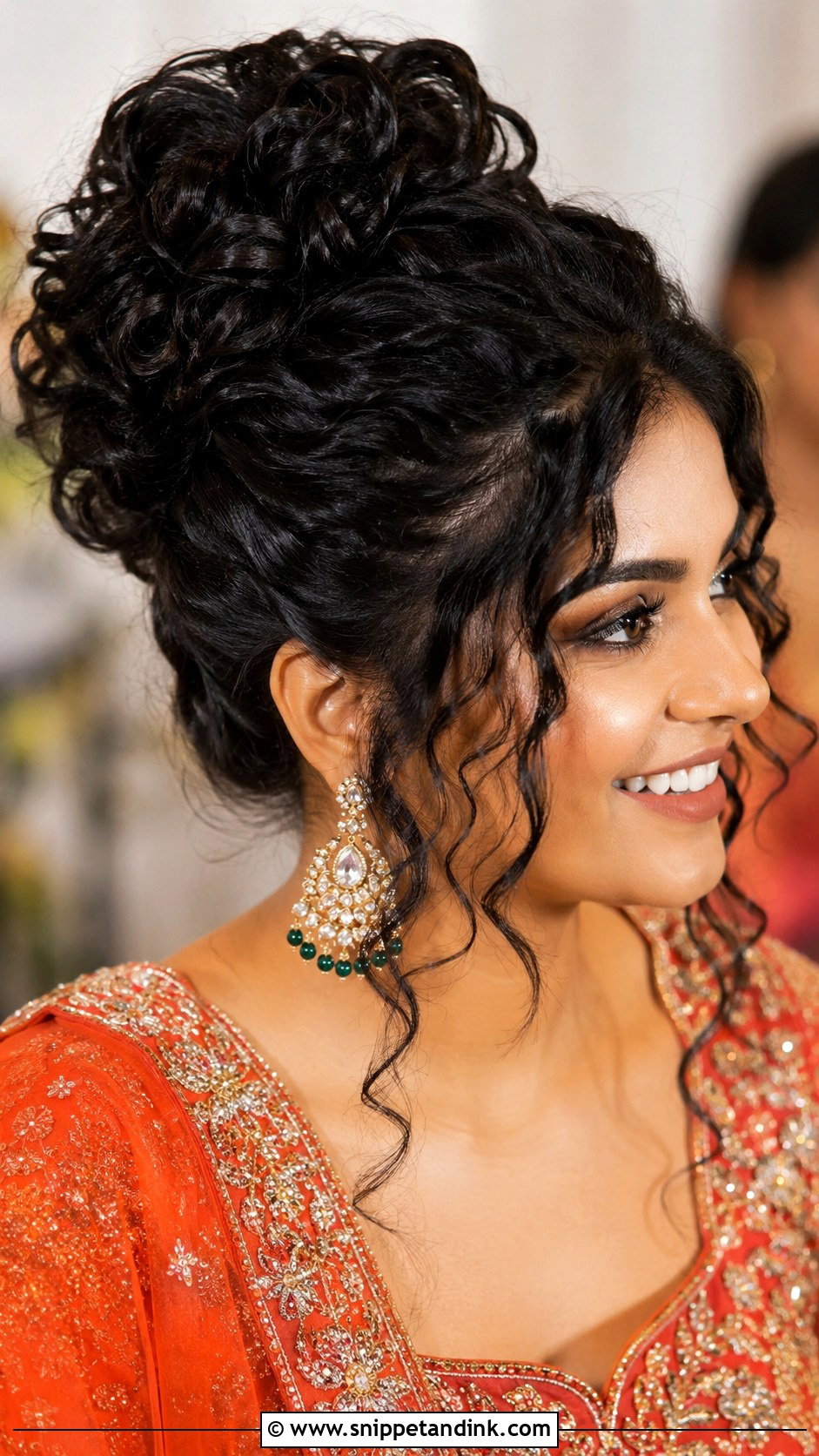 Curly High Bun - Snippet and Ink - 25 Trendy Indian Wedding Hairstyles