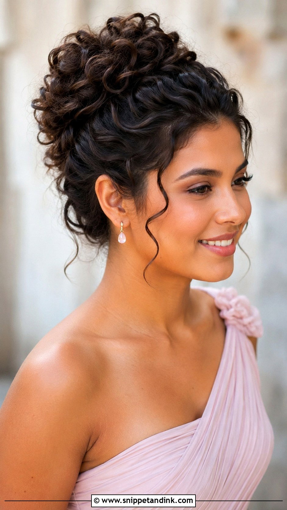 Curly High Bun Bridesmaid Updo - Snippet and Ink - 20 Bridesmaid Hairstyles Updo High Bun