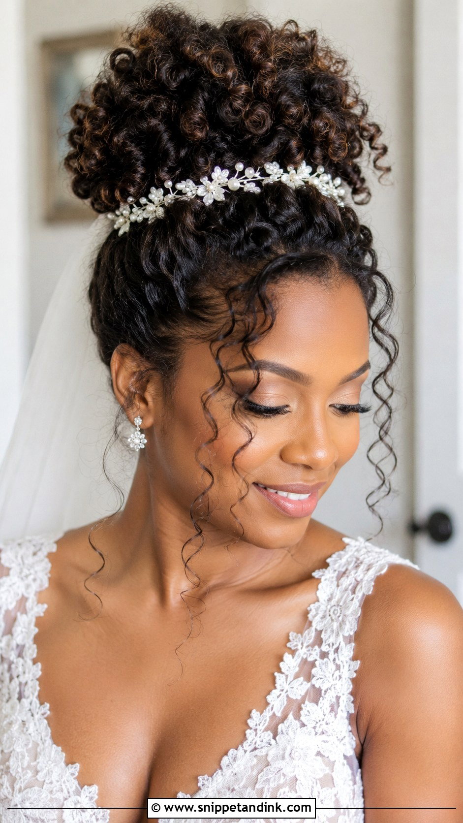 Curly High Bun Updo - Snippet and Ink - 20 Bridal Hair Updo Black Women Ideas