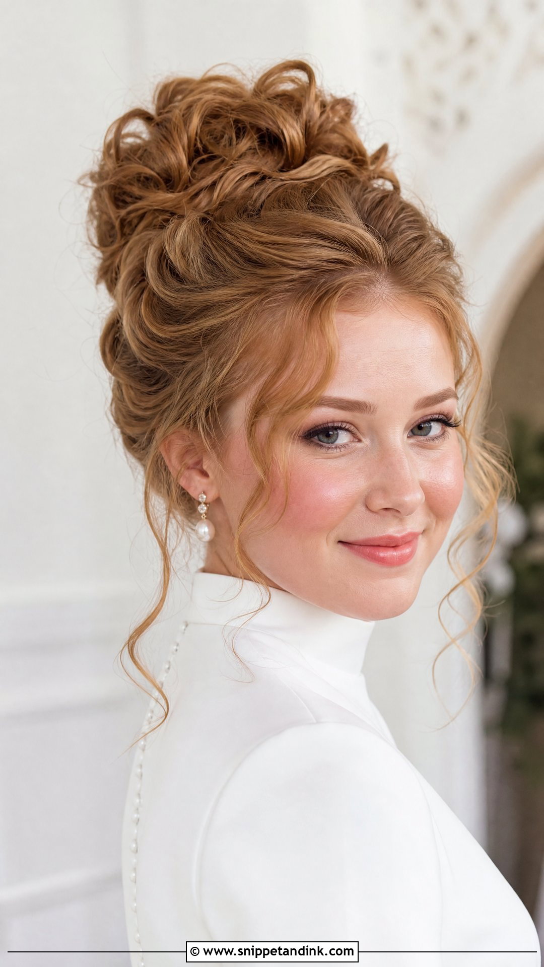 Curly High Bun Wedding Hair - Snippet and Ink - 15 Curled Wedding Hairstyles