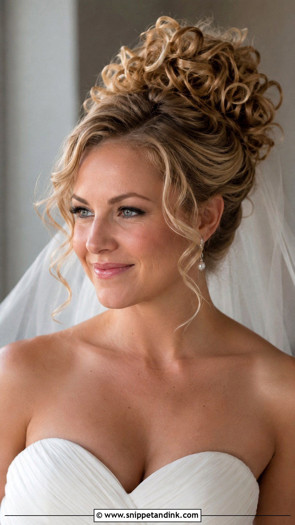 Curly High Bun Wedding Updo - Snippet and Ink - 15 Wedding Updos for Curly Hair