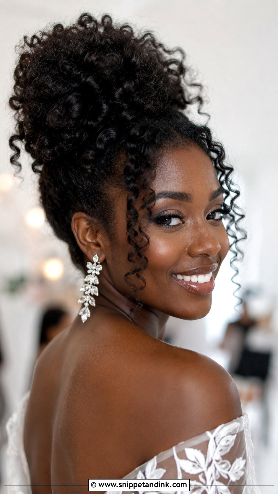 Curly High Bun for Natural Hair - Snippet and Ink - 30 High Bun Wedding Hair Ideas