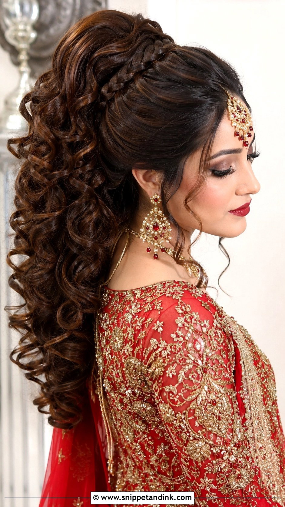 Curly High Ponytail - Snippet and Ink - 20 Pakistani Barat Bridal Hair Styles
