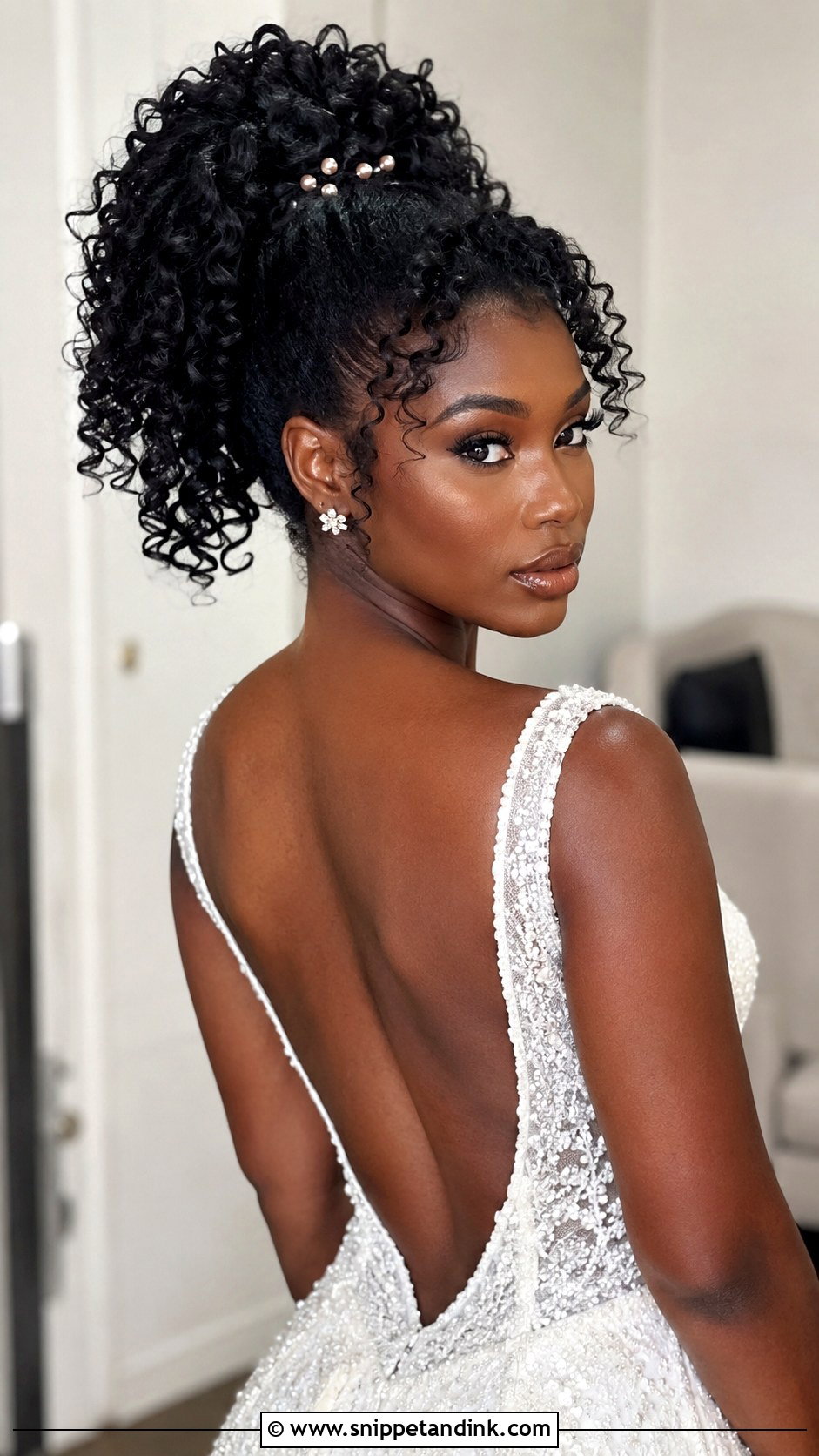 Curly High Ponytail - Snippet and Ink - 25 Curly Bride Hairstyles