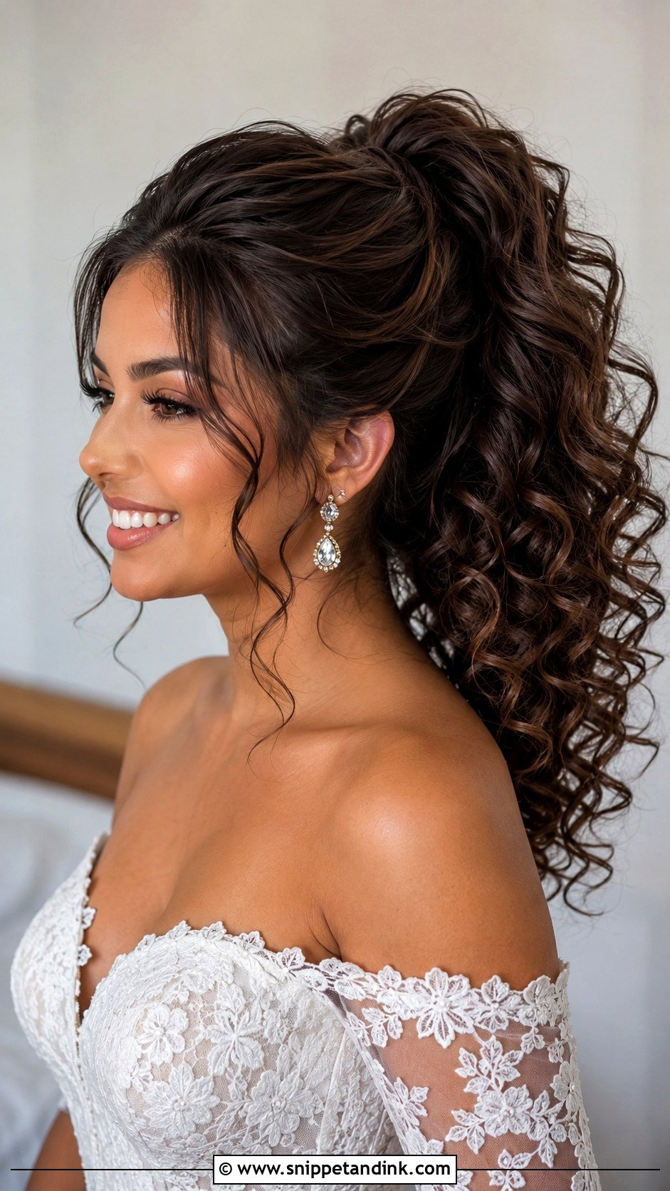 Curly High Ponytail Bridal Hair - Snippet and Ink - 15 High Ponytail Bridal Hair Ideas