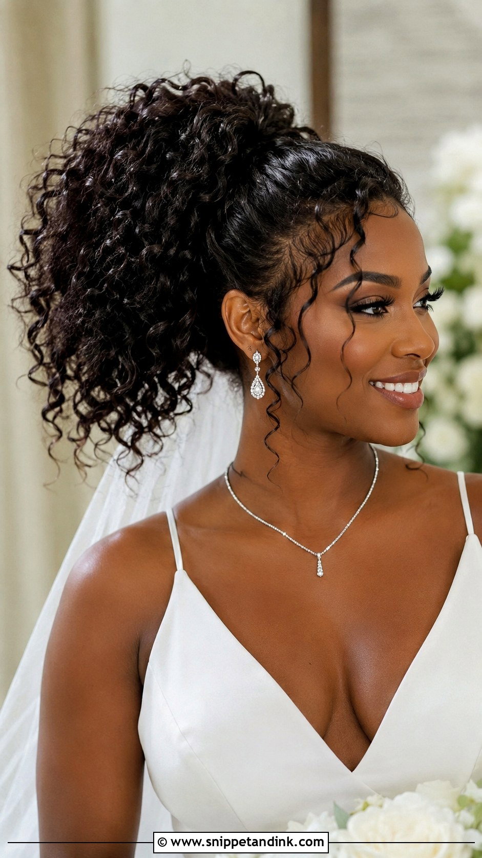 Curly High Ponytail Bridal Hairstyle - Snippet and Ink - 25 Long Curly Hairstyles for Wedding