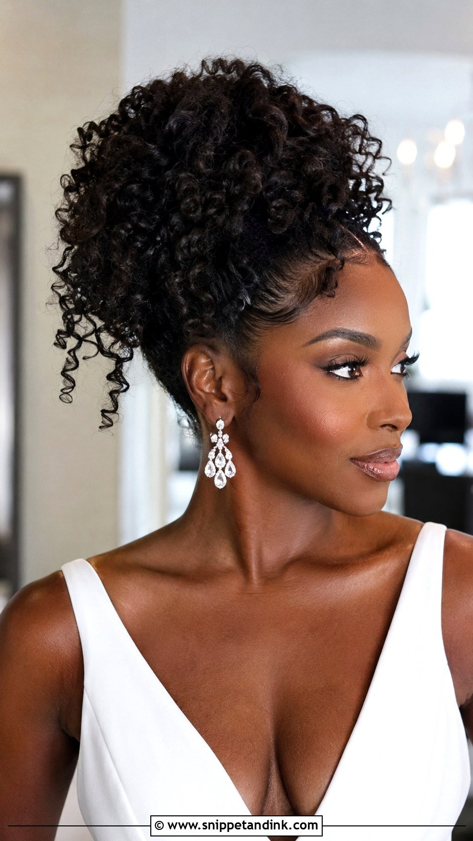 Curly High Ponytail Wedding Hairstyle - Snippet and Ink - 20 Naturally Curly Hairstyles for Wedding