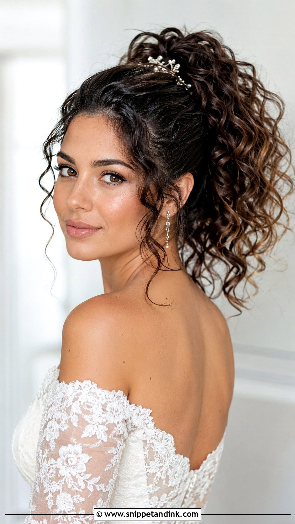 Curly High Ponytail Wedding Hairstyle - Snippet and Ink - 20 High Pony Wedding Hairstyles