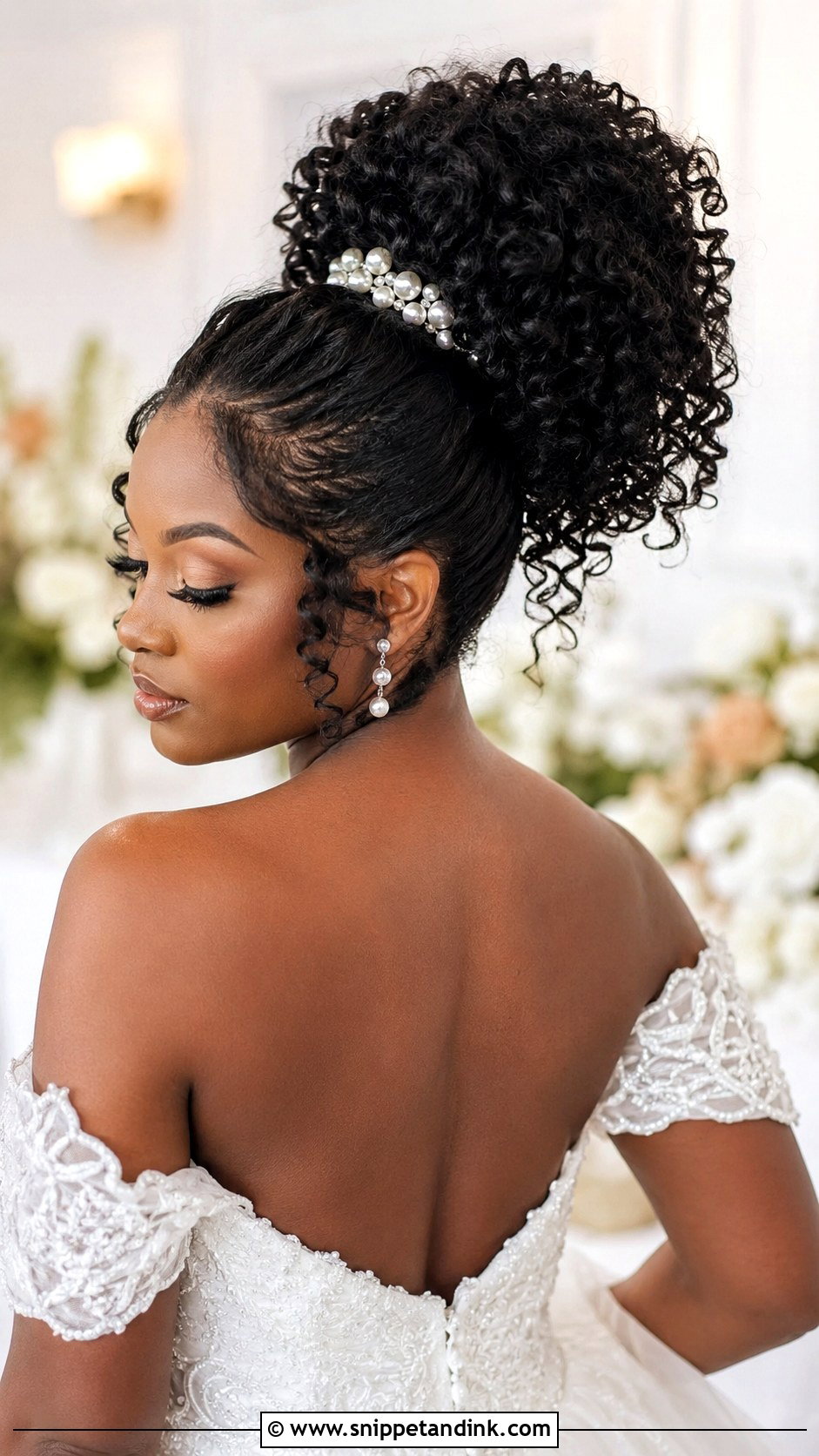 Curly High Ponytail for Brides - Snippet and Ink - 30 Ponytail Wedding Hairstyles