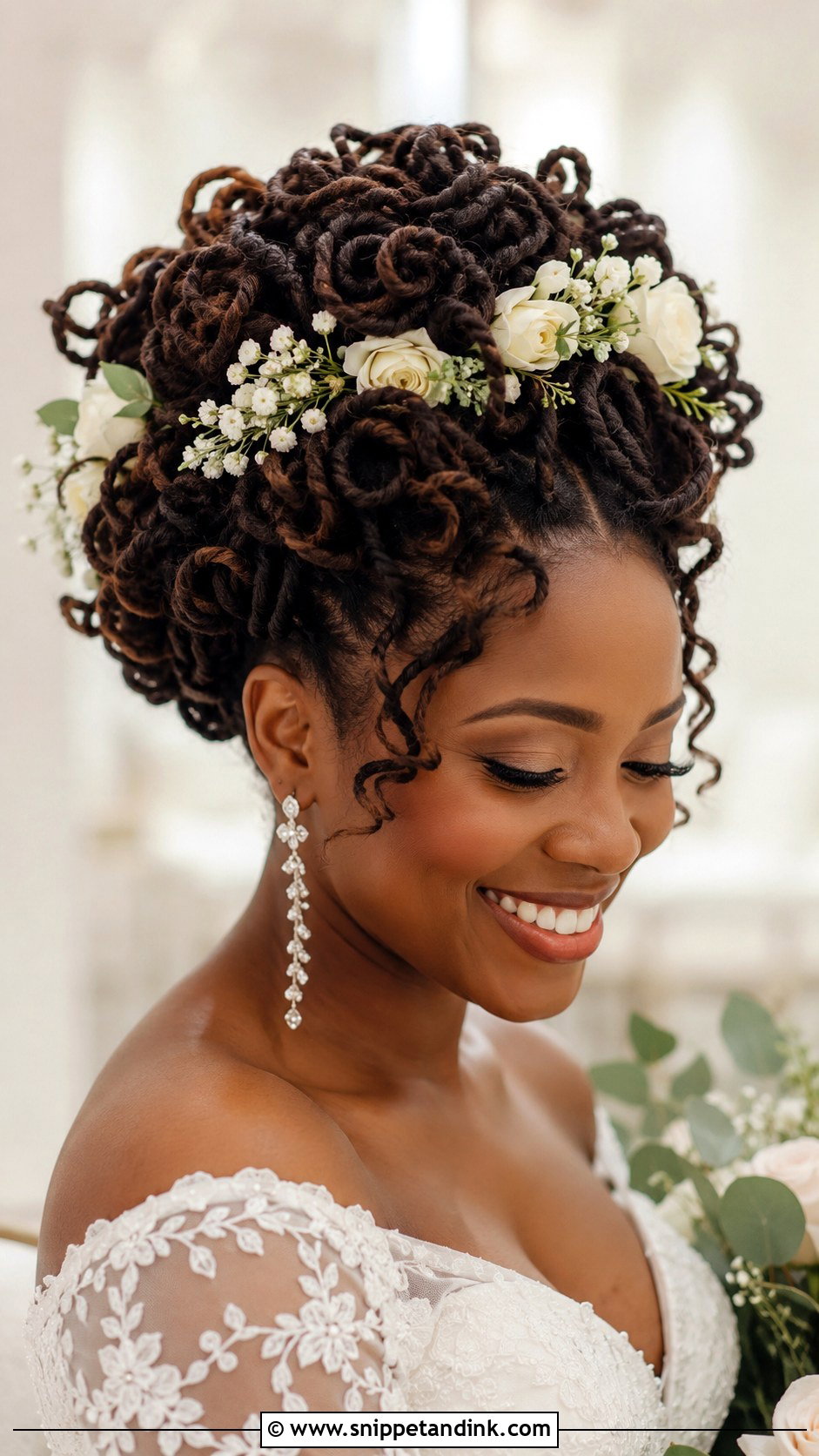Curly Loc Crown - Snippet and Ink - 25 Bridal Locs Hairstyles