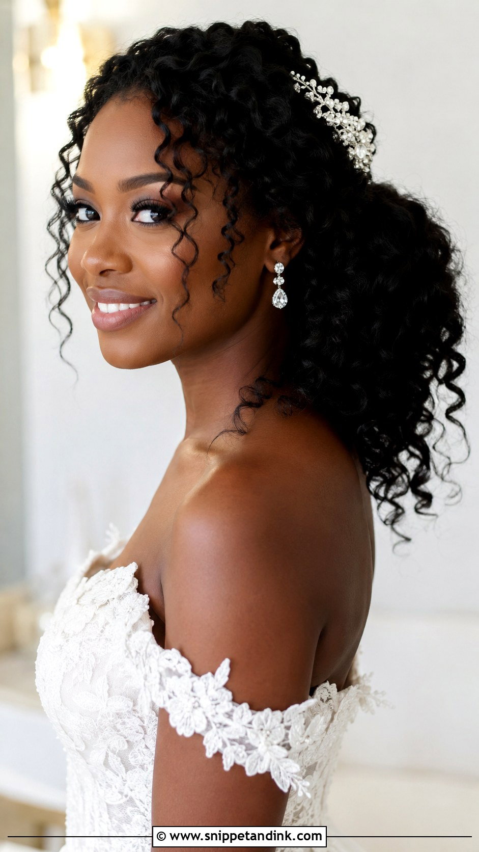 Curly Loose Ponytail for Natural Hair - Snippet and Ink - 20 Loose Ponytail Wedding Hairstyles