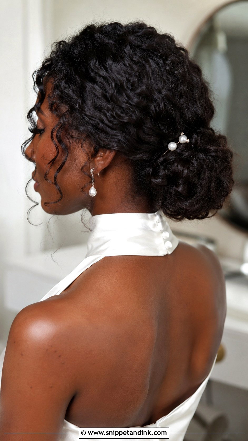 Curly Low Bun - Snippet and Ink - 25 Natural Hair Bridal Hairstyles